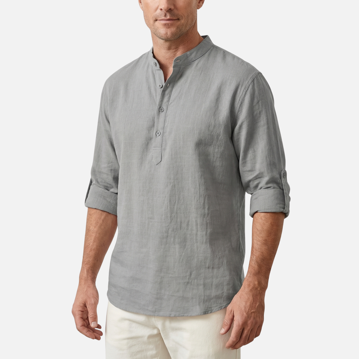 Klassisches Langarm Polo Chino-Kragen für Herren