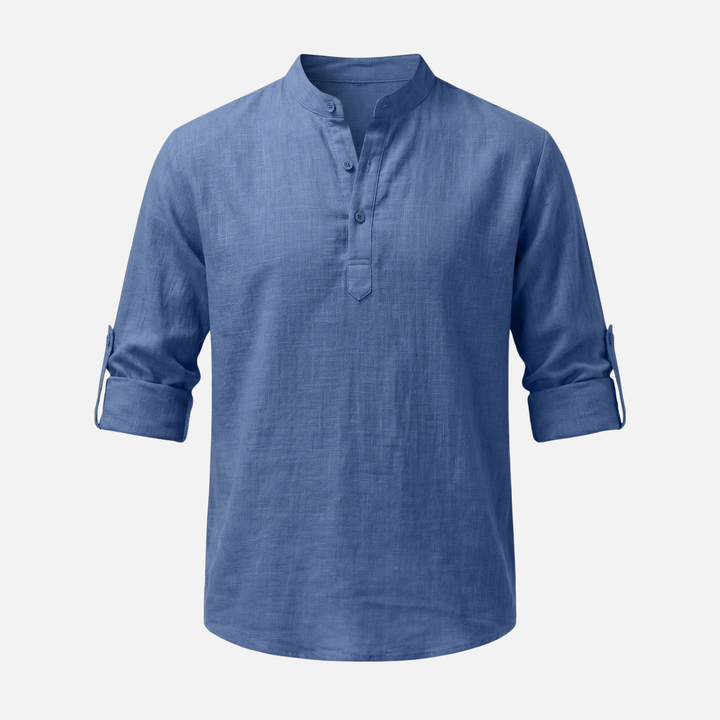 Klassisches Langarm Polo Chino-Kragen für Herren