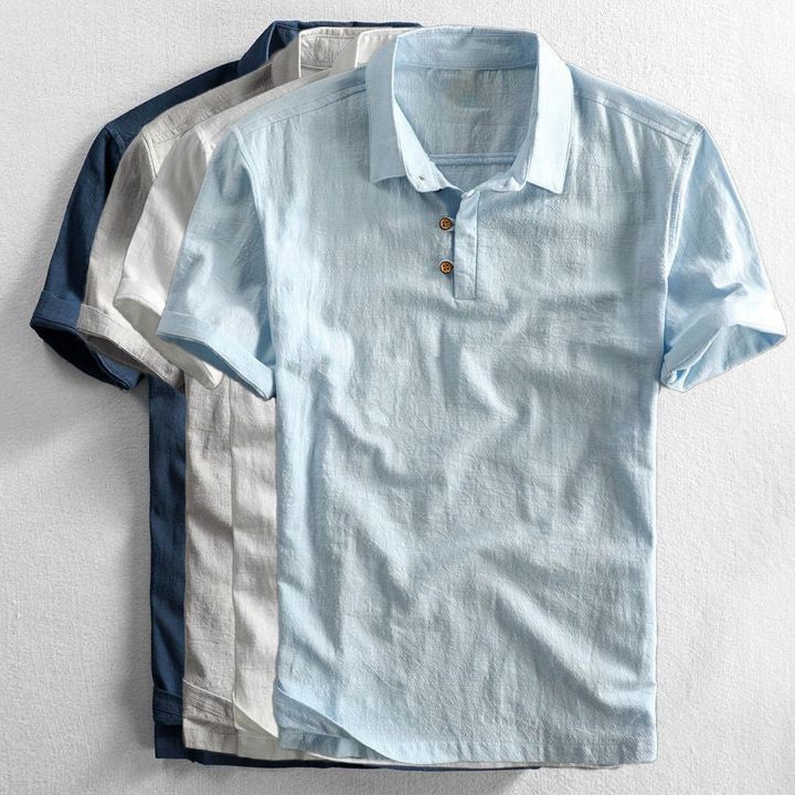 Klassisches Leinen Polohemd fuer Herren 6