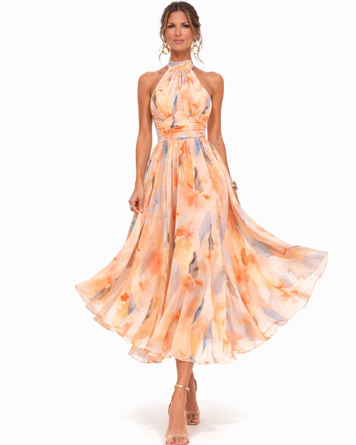 Kleid für Damen – Aquarell-Druck und Halterneck 2