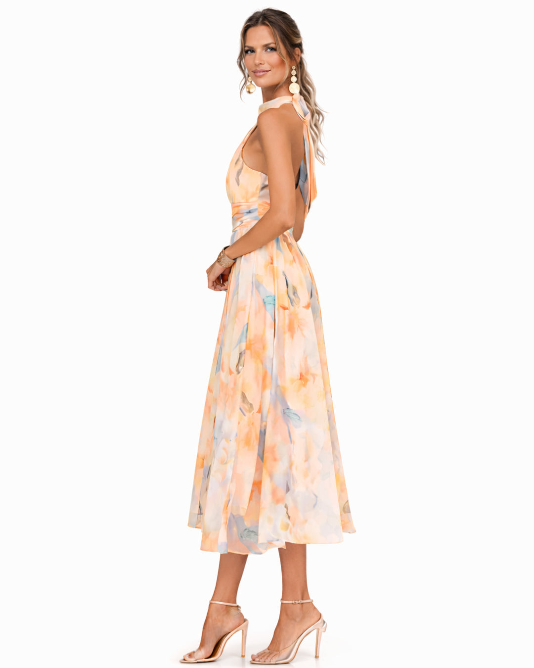 Kleid für Damen – Aquarell-Druck und Halterneck 3