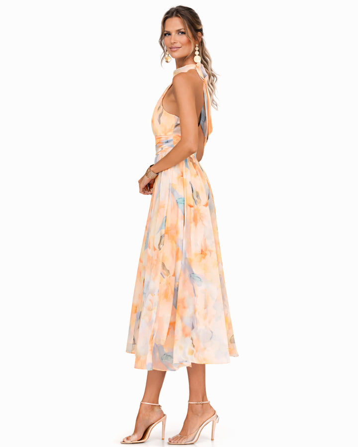 Kleid für Damen – Aquarell-Druck und Halterneck 3