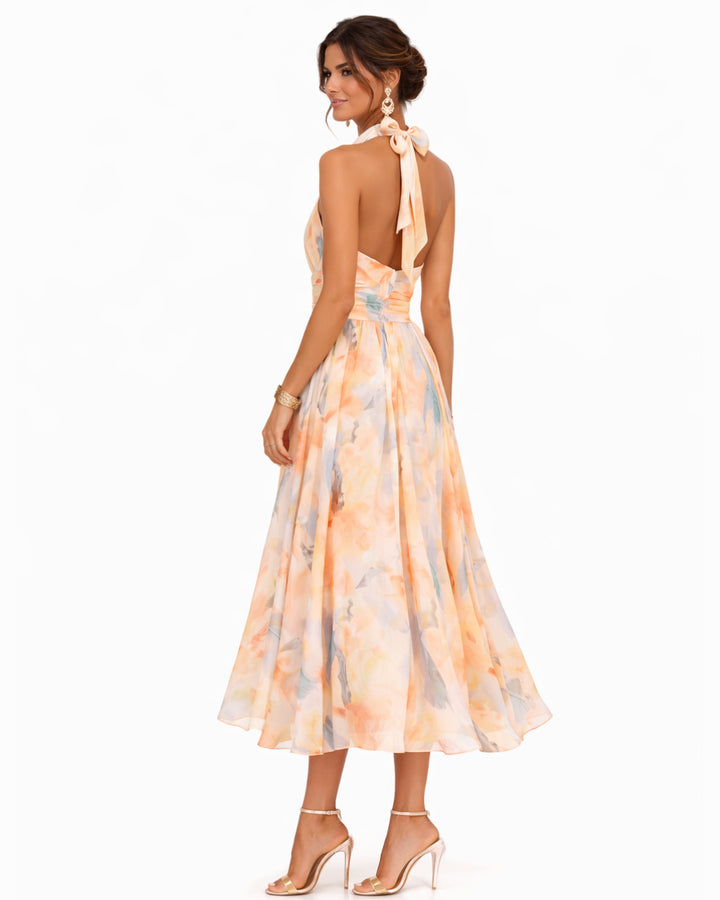 Kleid für Damen – Aquarell-Druck und Halterneck 4
