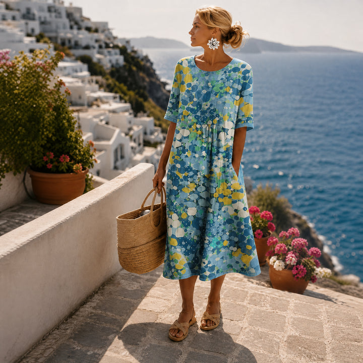 Kleid für Damen – Buntes Blumenmuster & Entspannter A-Linien-Schnitt 3