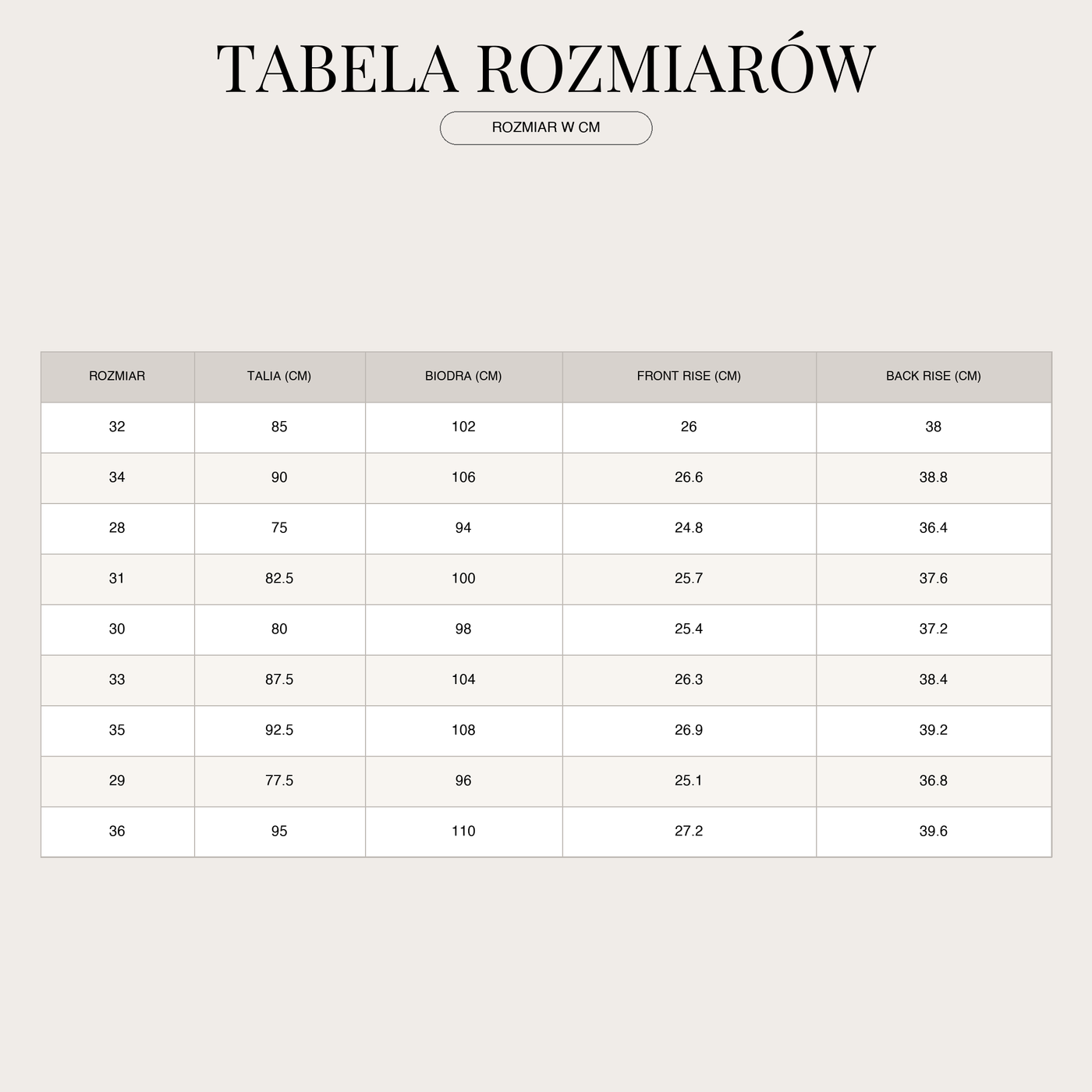 Spodnie dla mężczyzn – długość do kostek, wysokie rozciągliwe, smart casual size chart