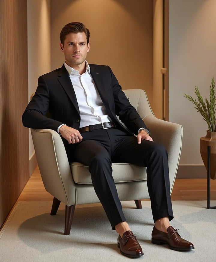 Knoechellange High Stretch Smart Casual Hose fuer Herren 1