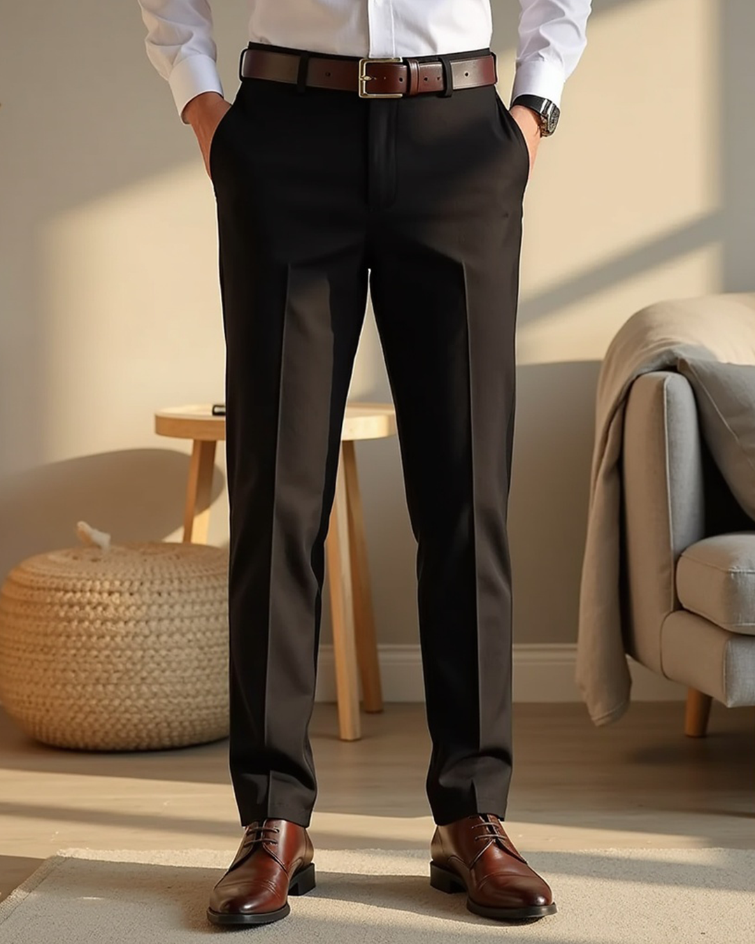 Knoechellange High Stretch Smart Casual Hose fuer Herren 2