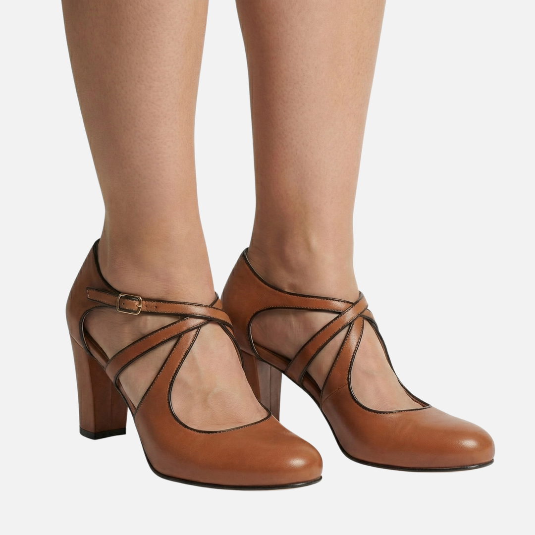 Kreuzriemen Pumps mit Blockabsatz fuer Damen 10