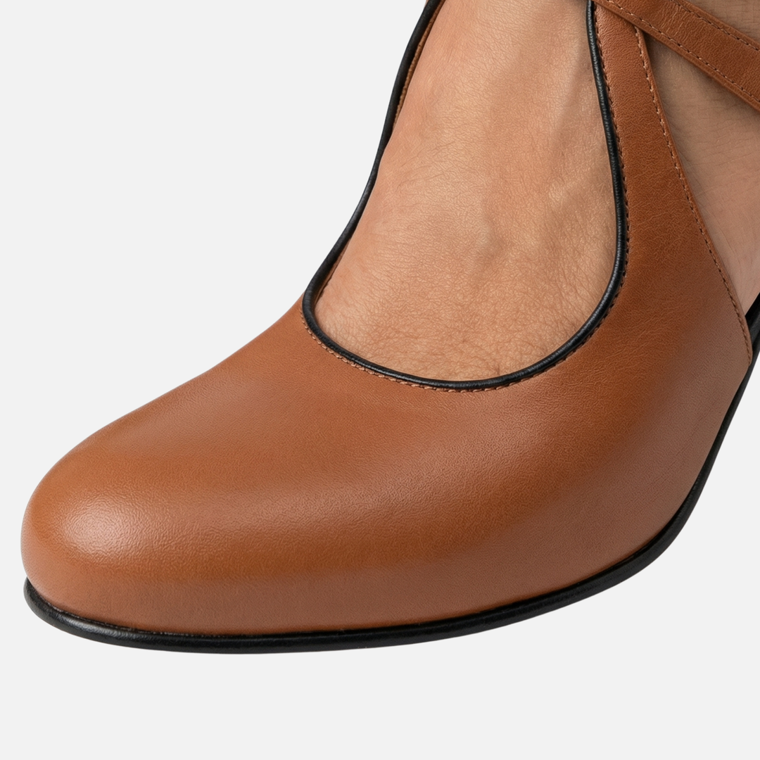 Kreuzriemen Pumps mit Blockabsatz fuer Damen 12