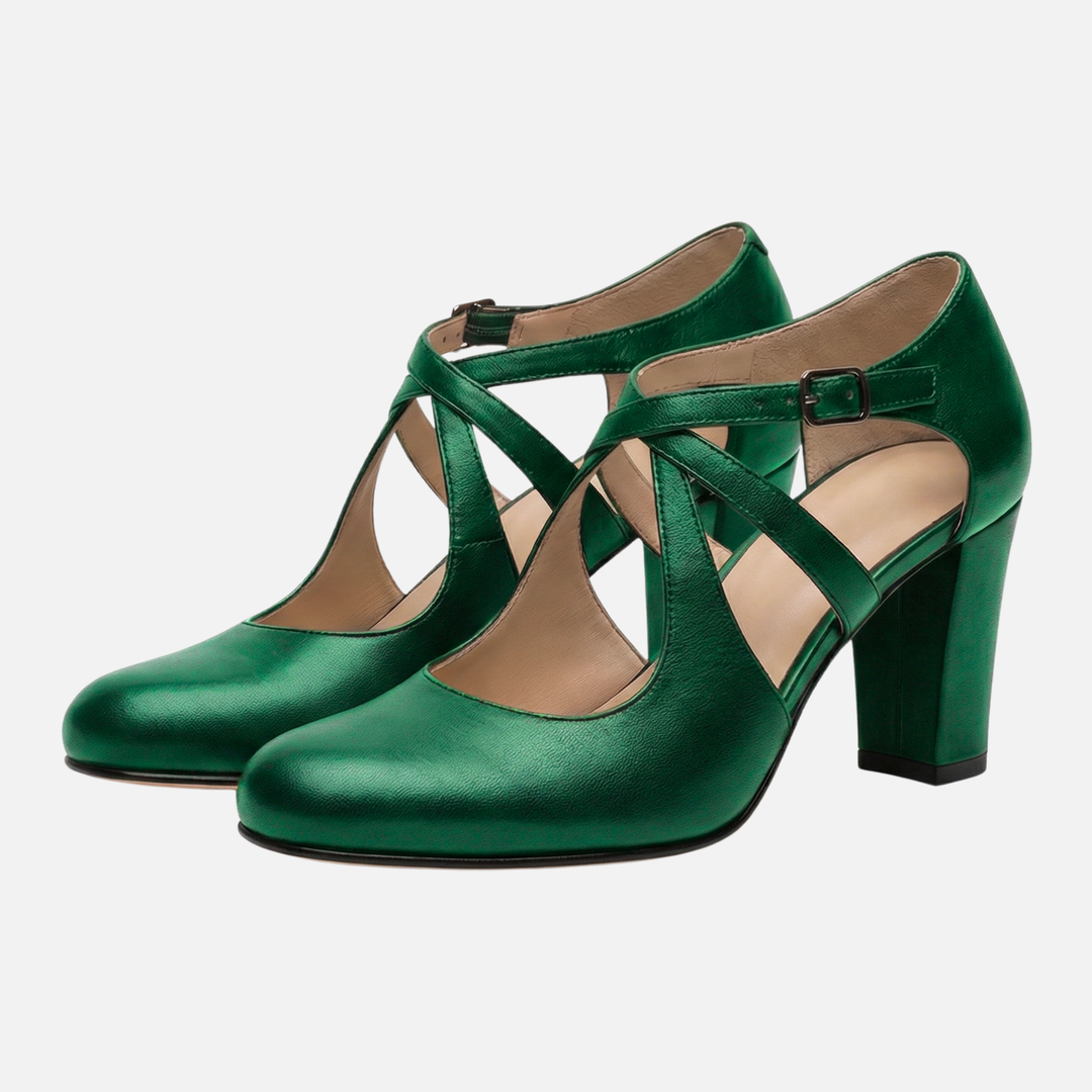 Kreuzriemen Pumps mit Blockabsatz fuer Damen 14