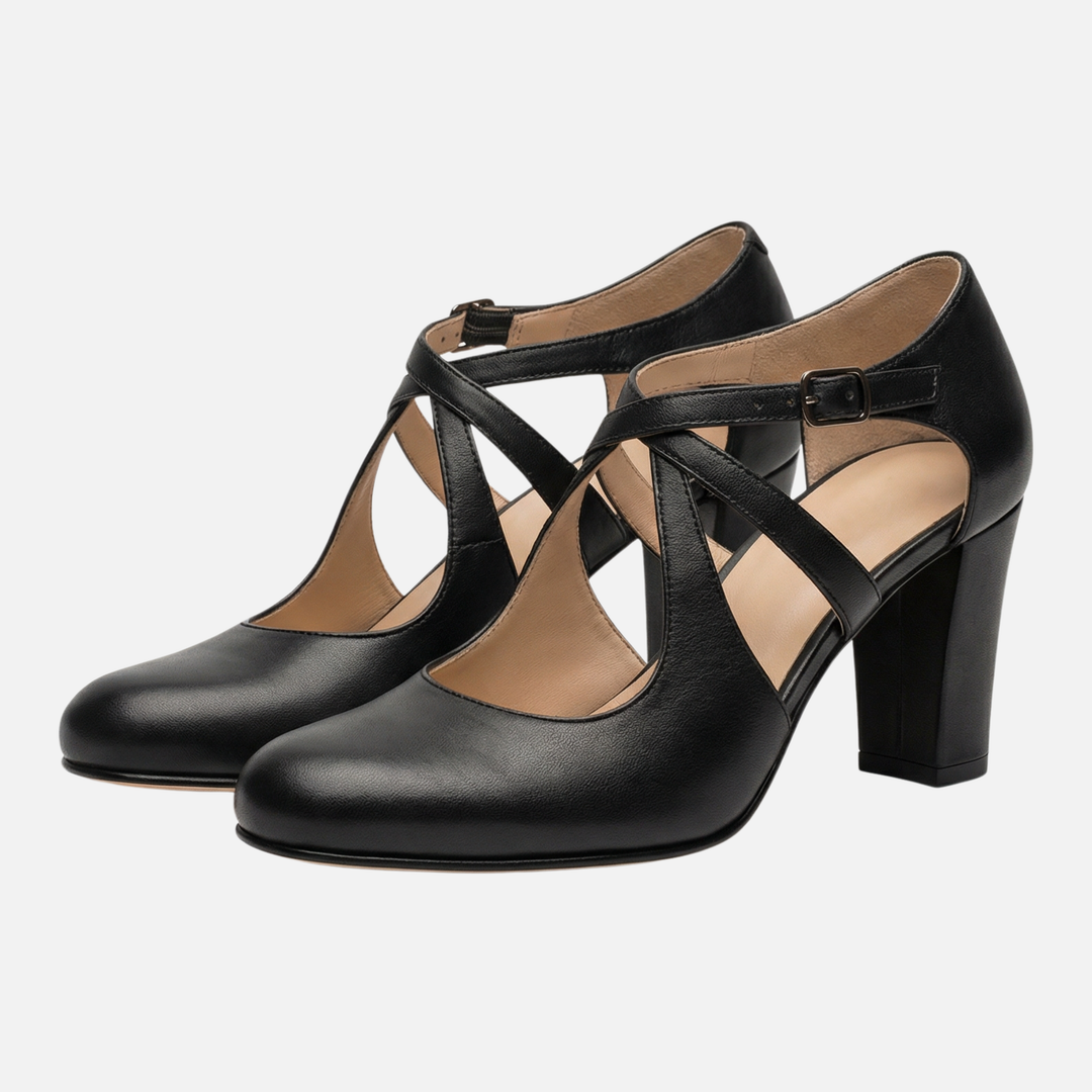 Kreuzriemen Pumps mit Blockabsatz fuer Damen 7