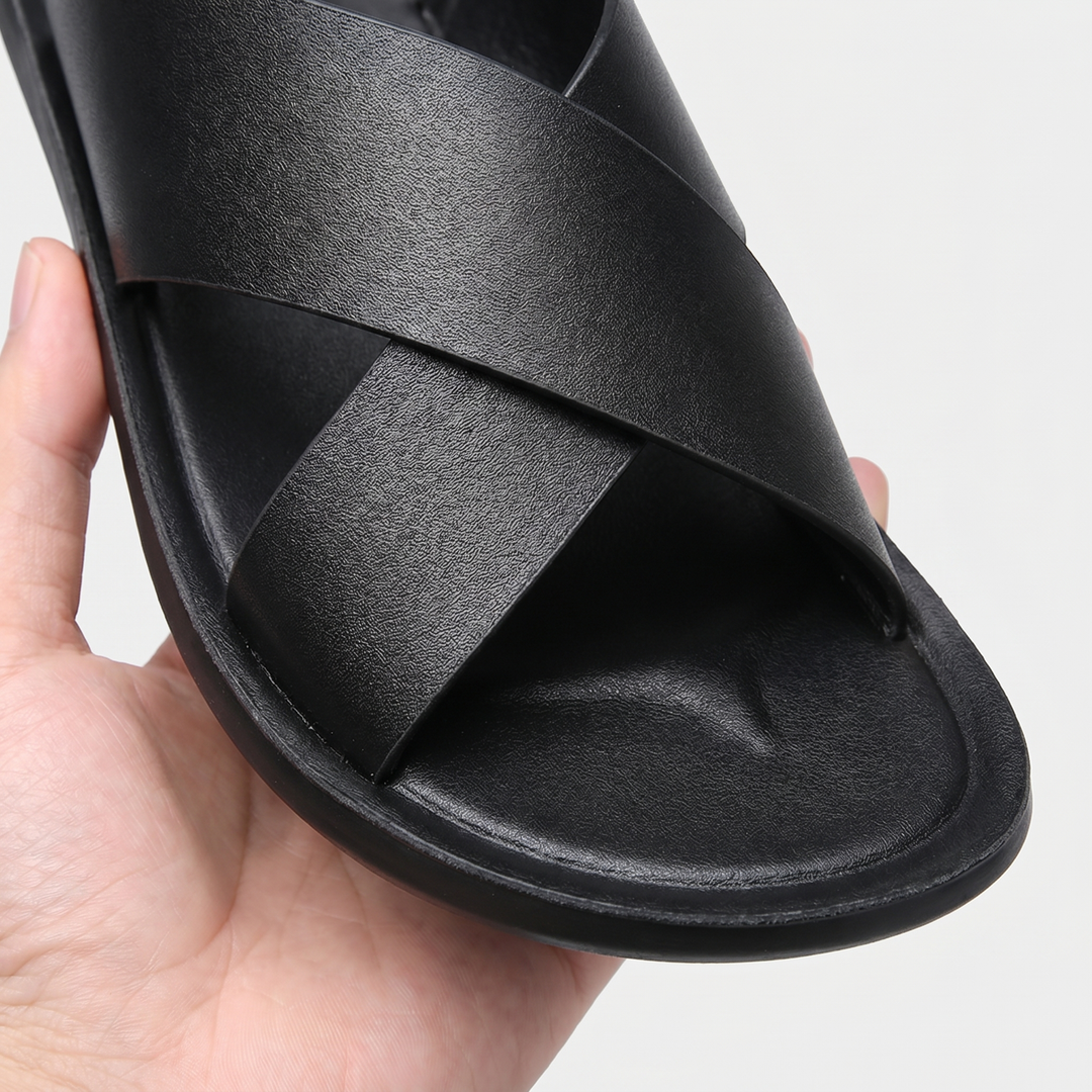 Kreuzriemen Zehenfrei Pantolette fuer Herren 4