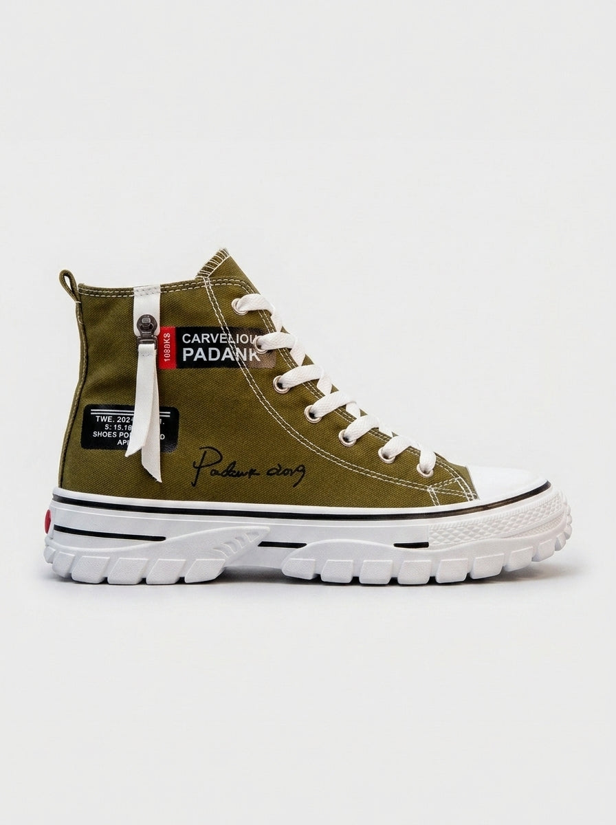 Lace-Up High-Top Canvas Plateau-Sneaker für Herren – Rundzehe 4