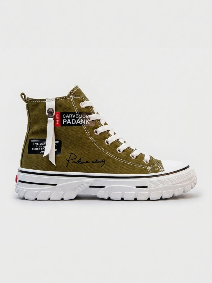 Lace-Up High-Top Canvas Plateau-Sneaker für Herren – Rundzehe 4