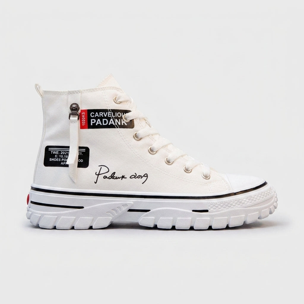 Lace-Up High-Top Canvas Plateau-Sneaker für Herren – Rundzehe 5