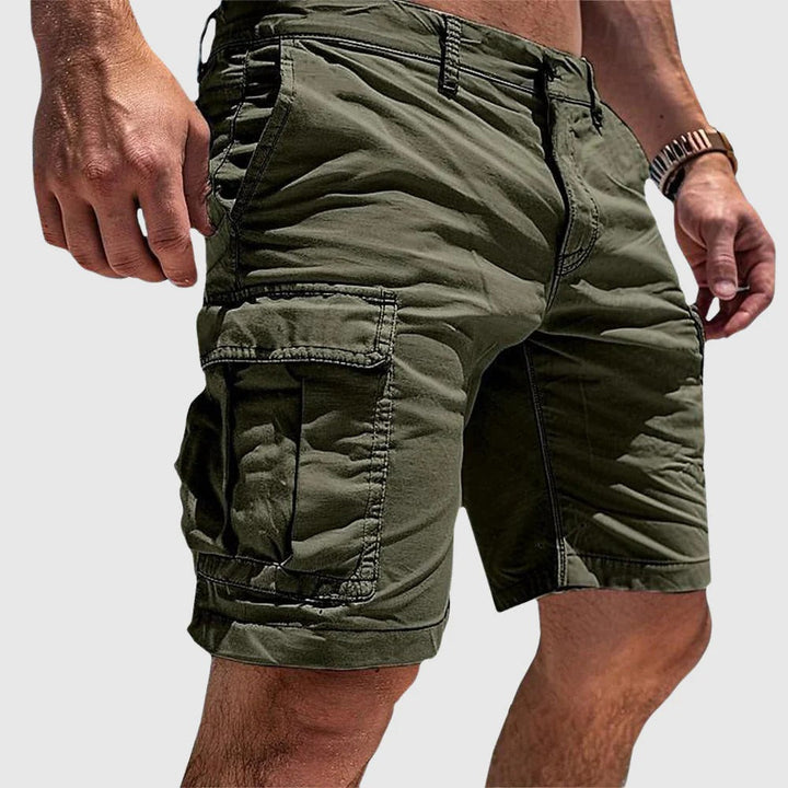 Laessige Baumwoll Cargo Shorts mit Pattentaschen fuer Herren 3