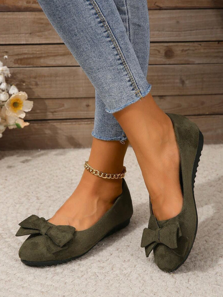 Laessige Loafer mit Schleifendetail und runder Kappe fuer Damen 9