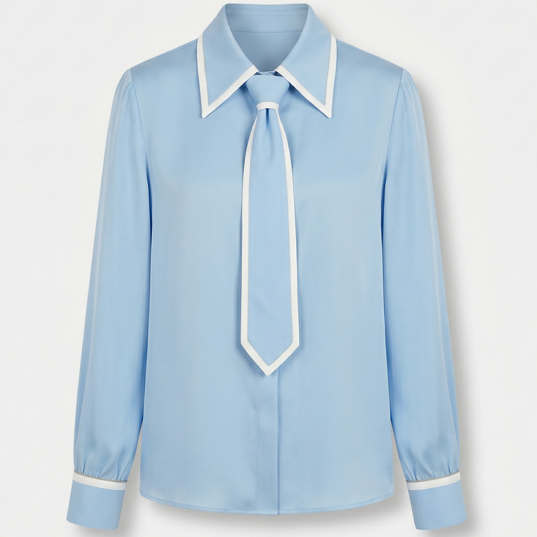 Langärmlige Bluse mit abnehmbarem Band für Damen