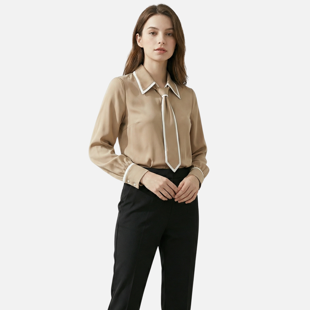 Langärmlige Bluse mit abnehmbarem Band für Damen