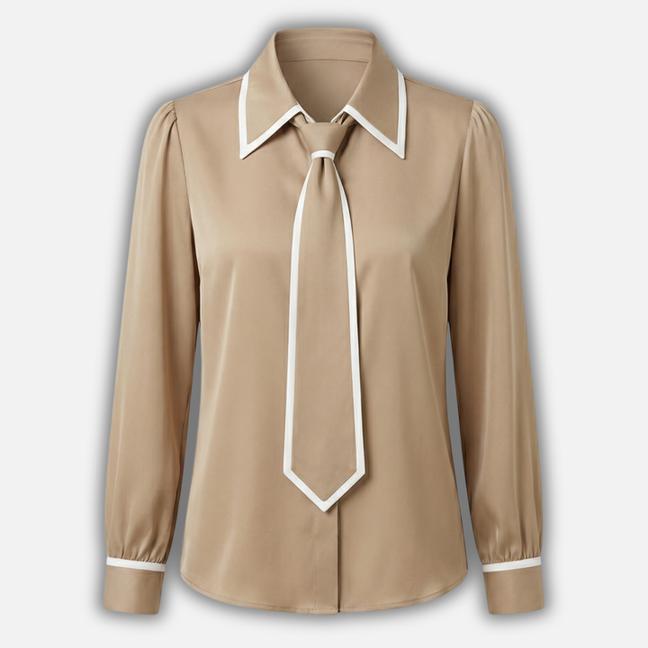 Langärmlige Bluse mit abnehmbarem Band für Damen