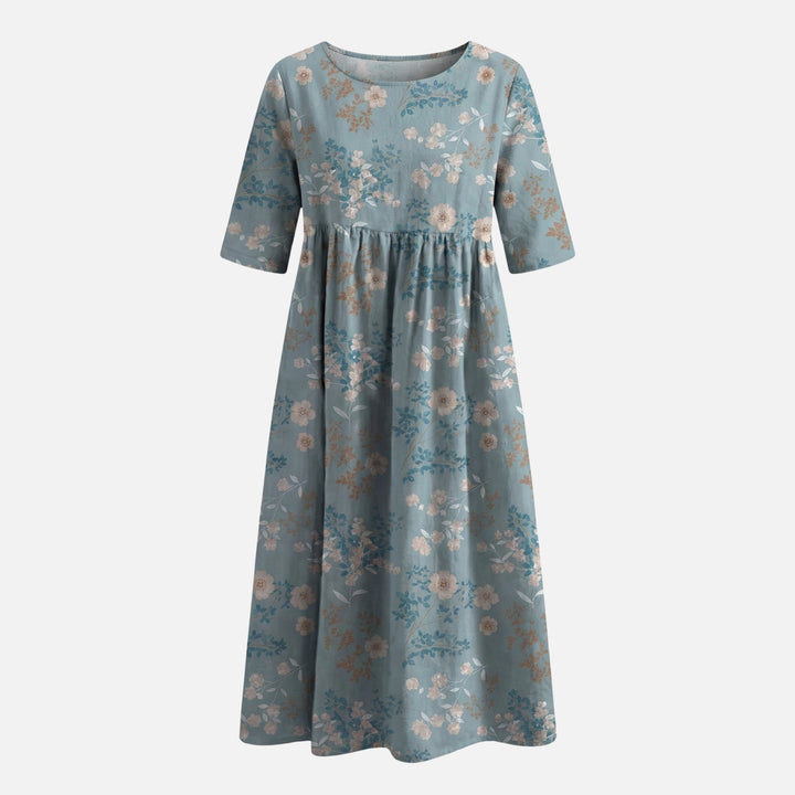 Langes Baumwollkleid mit Gummizug-Taille für Damen