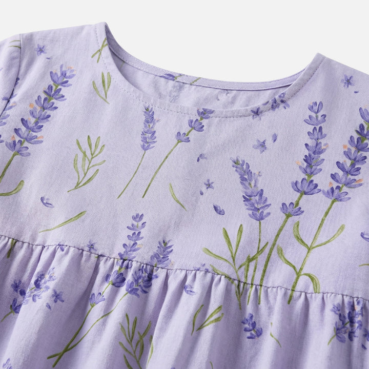 Langes Baumwollkleid mit Gummizug-Taille für Damen