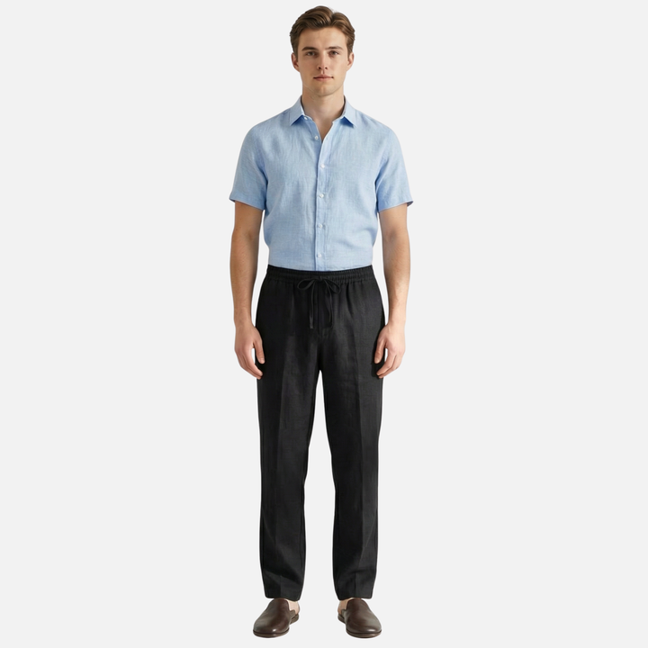 Locker geschnittene Leinenhose mit Kordelzug für Herren