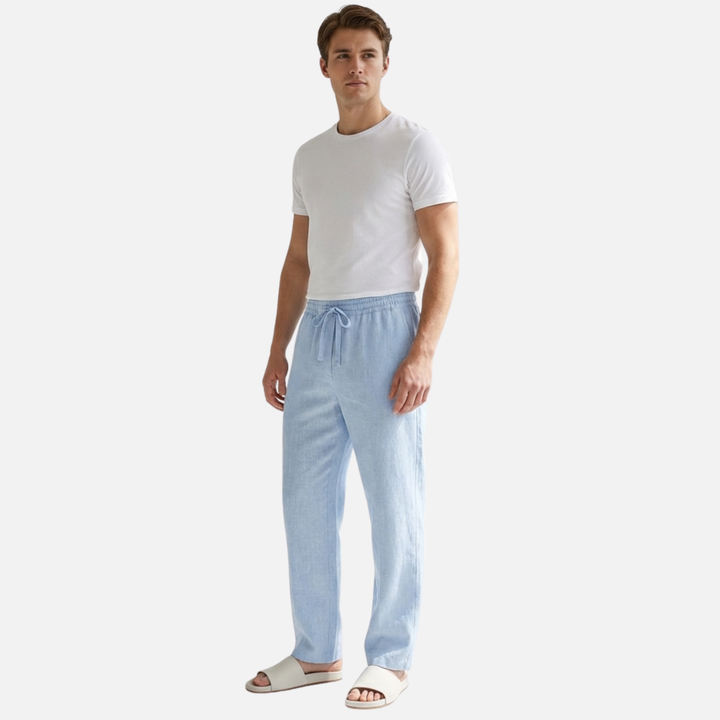 Locker geschnittene Leinenhose mit Kordelzug für Herren