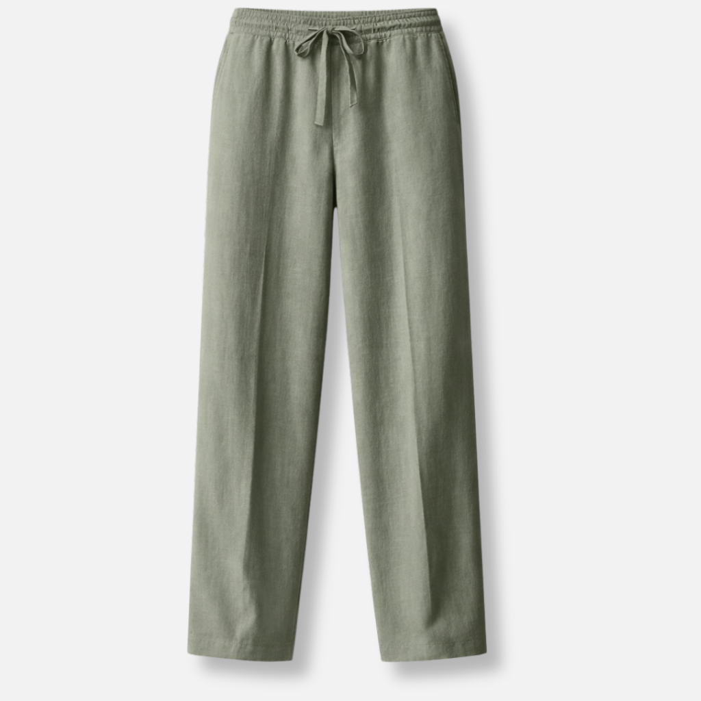 Locker geschnittene Leinenhose mit Kordelzug für Herren