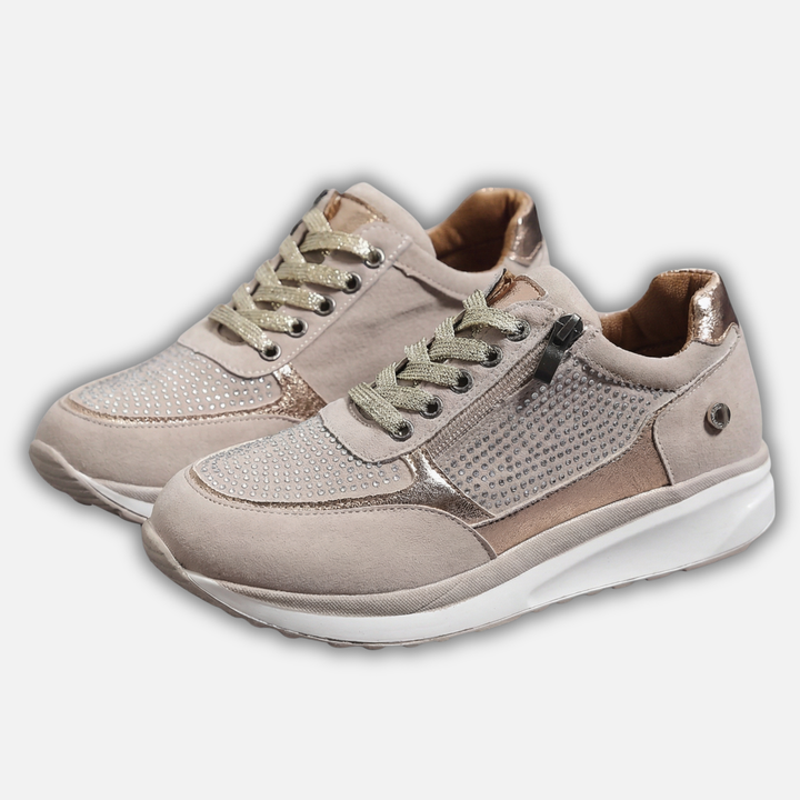 Lässige Metallic Sneakers mit Reißverschluss für Damen