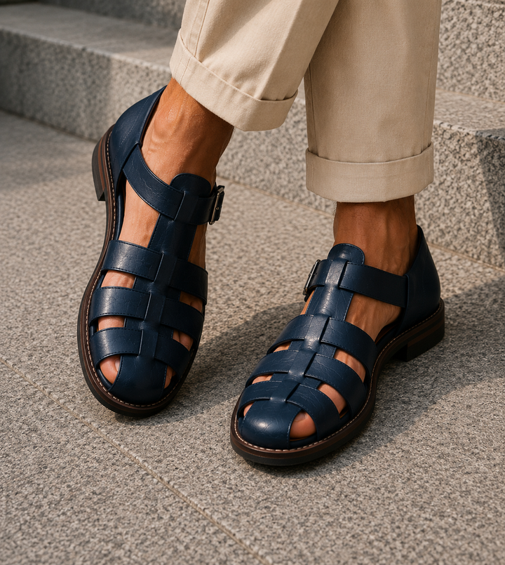 Leder Fischersandalen mit geschlossener Spitze fuer Herren 10