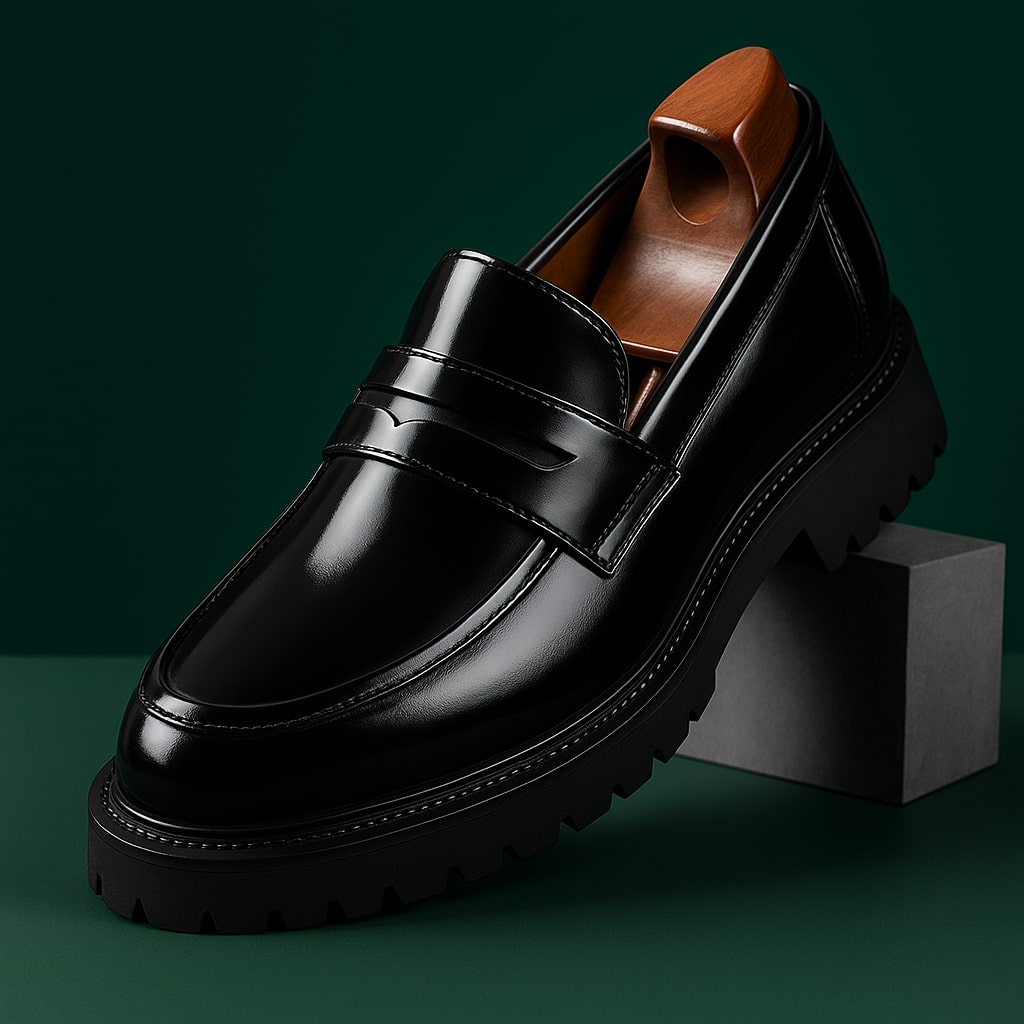 Leder-Penny-Loafer für Herren – Massive Plateausohle und Schlupfdesign 1