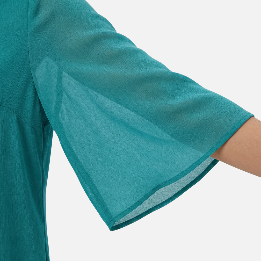 Leichte Chiffonbluse Lockerer Schnitt mit V-Ausschnitt für Damen
