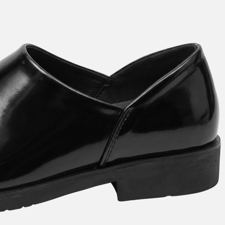 Leichte Hochglanz-Synthetik schmale Loafer mit Blockabsatz für Herren