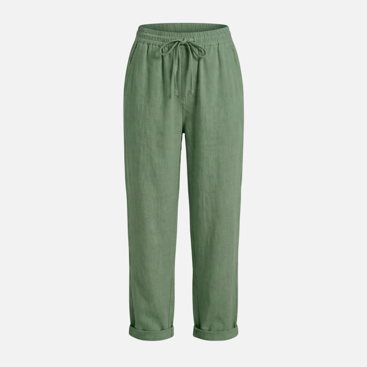 Leichte Leinenhose Lockere Freizeithose mit Tunnelzug für Damen