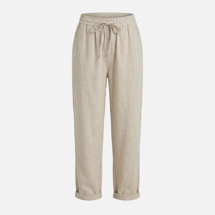Leichte Leinenhose Lockere Freizeithose mit Tunnelzug für Damen