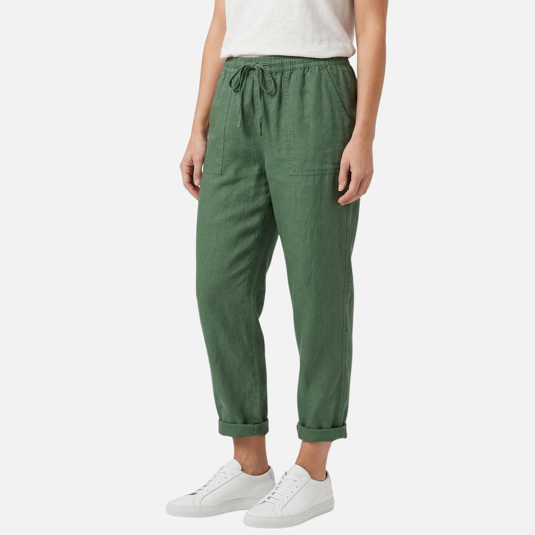 Leichte Leinenhose Lockere Freizeithose mit Tunnelzug für Damen