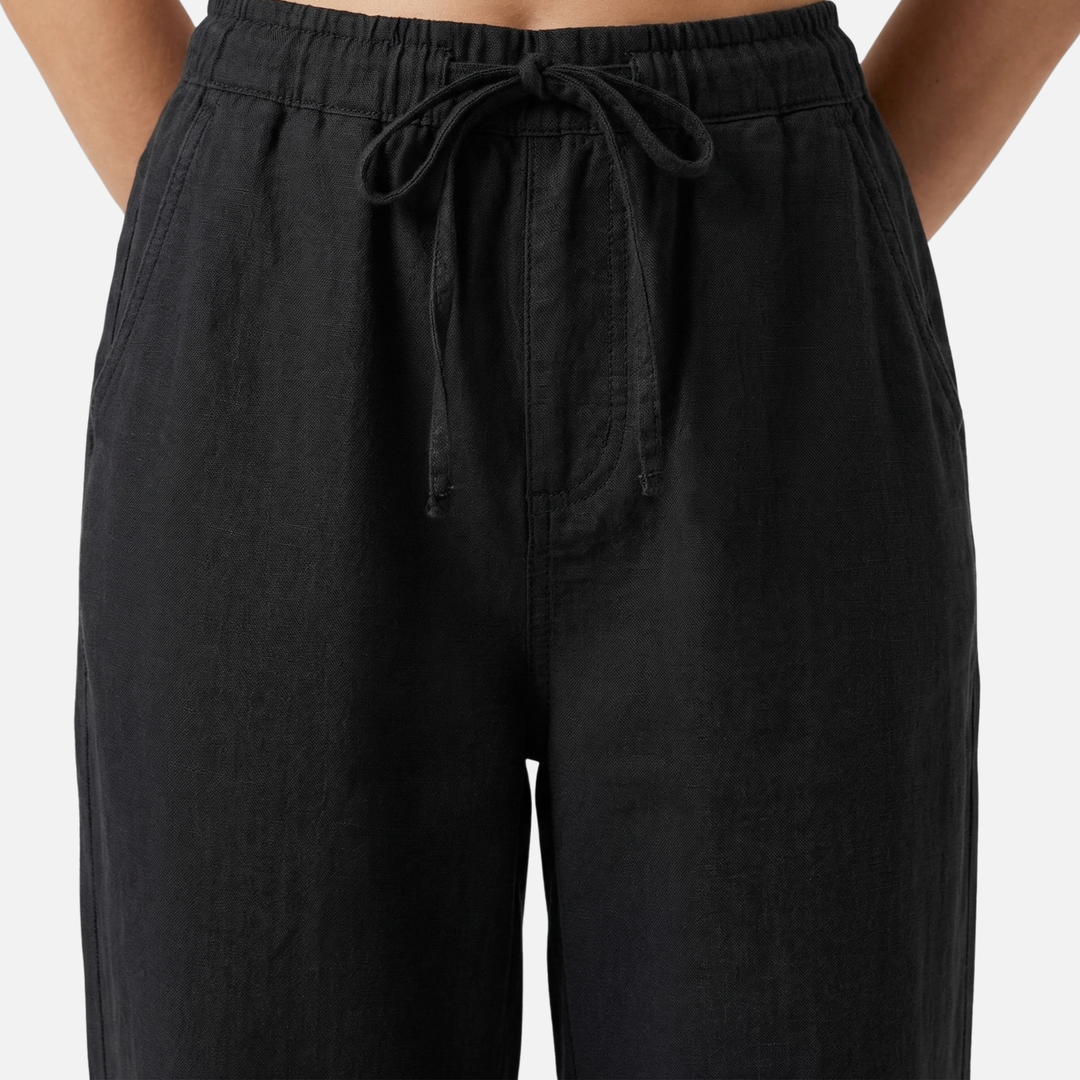 Leichte Leinenhose Lockere Freizeithose mit Tunnelzug für Damen