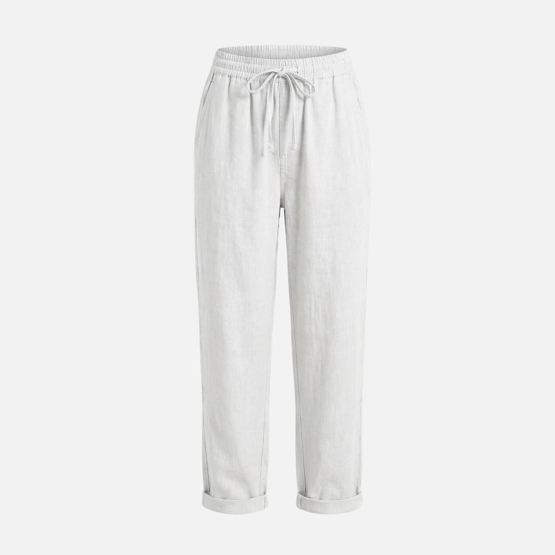 Leichte Leinenhose Lockere Freizeithose mit Tunnelzug für Damen