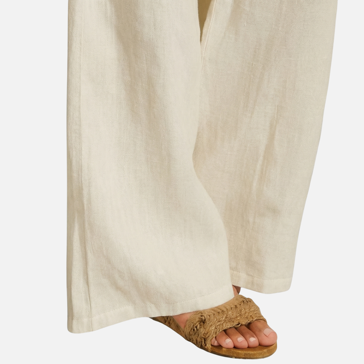 Leichte Sommer Oversize Leinenhose mit Kordelzug für Damen