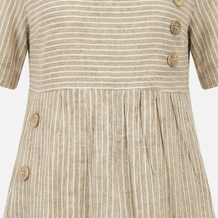 Leinen-Midikleid mit Knopfleiste für Damen