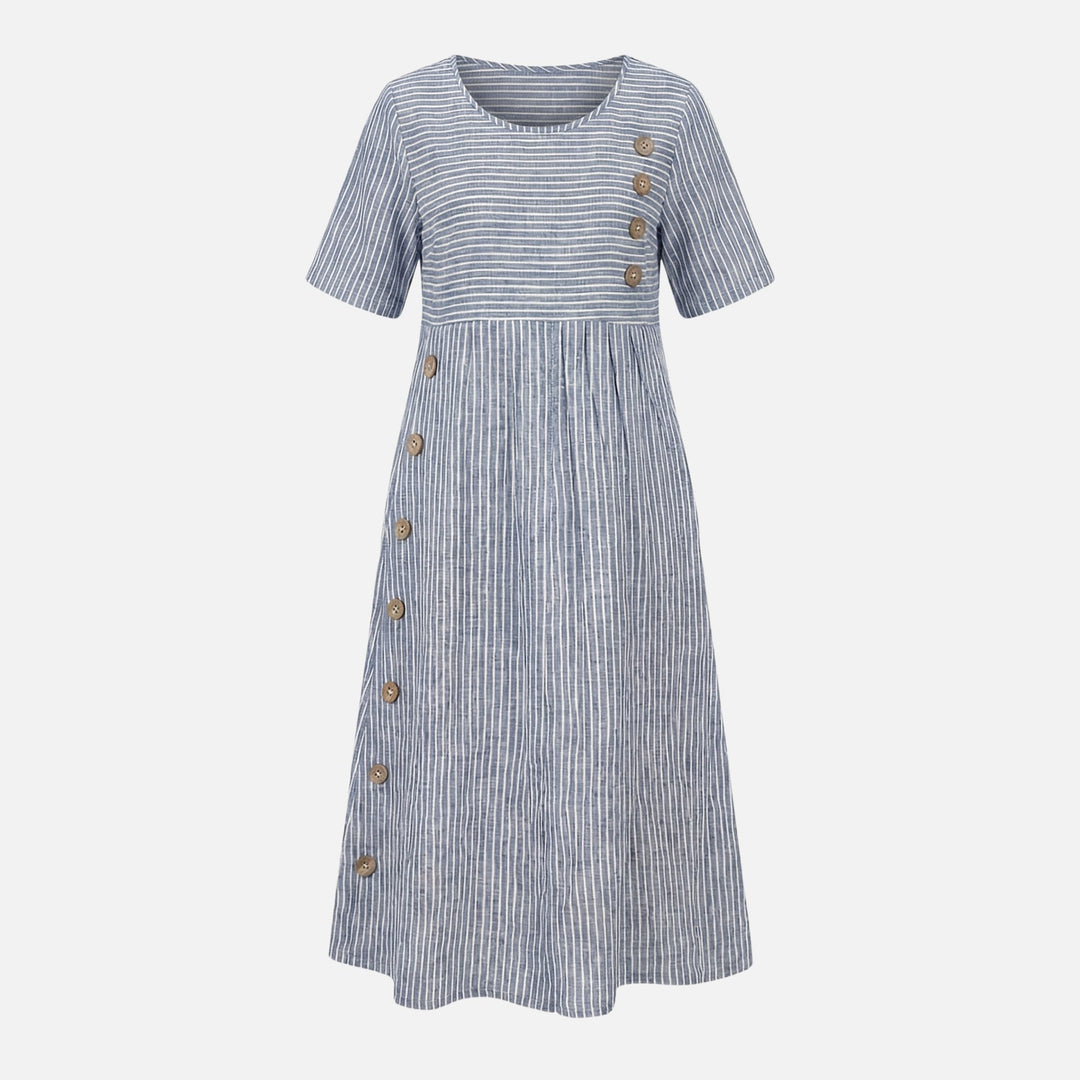 Leinen-Midikleid mit Knopfleiste für Damen