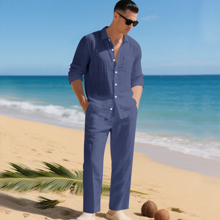 Leinen-Hemd-Hosen-Set für Herren – leicht 11
