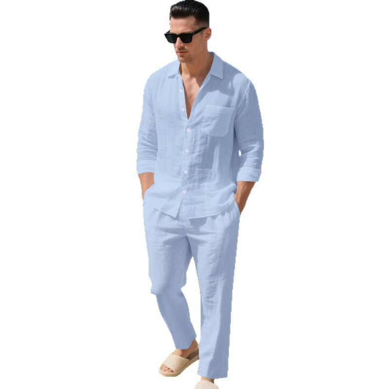 Leinen-Hemd-Hosen-Set für Herren – leicht 8