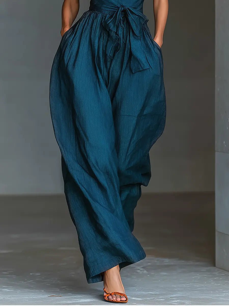 Leinen-Jumpsuit für Damen – Neckholder und weite Beine 4