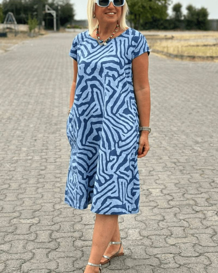 Leinen-Kurzkleid für Damen – Mit Allover-Print und lockerem Schnitt 4