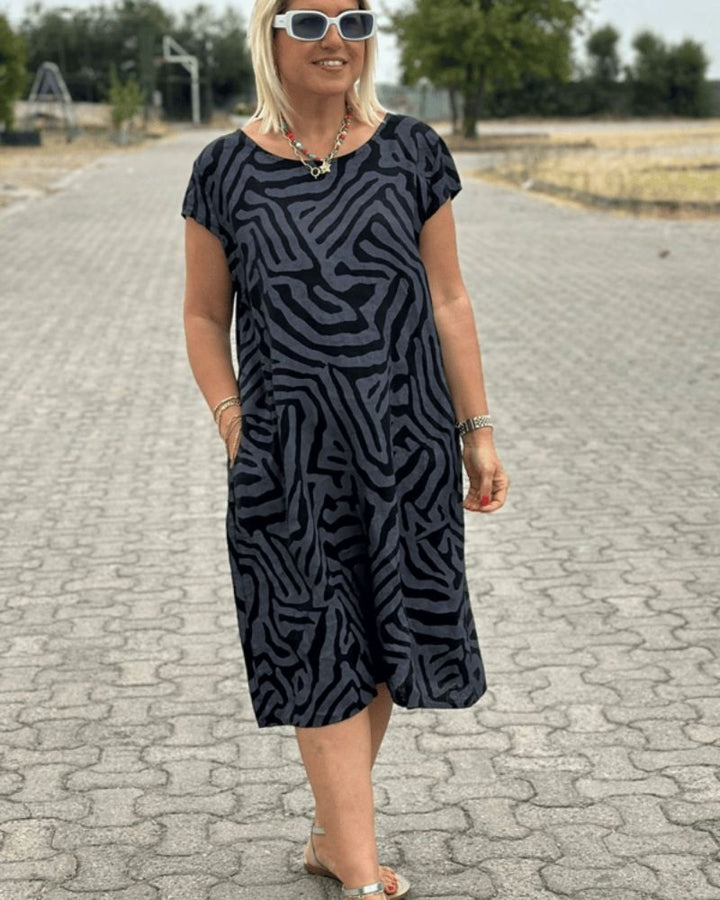 Leinen-Kurzkleid für Damen – Mit Allover-Print und lockerem Schnitt 6