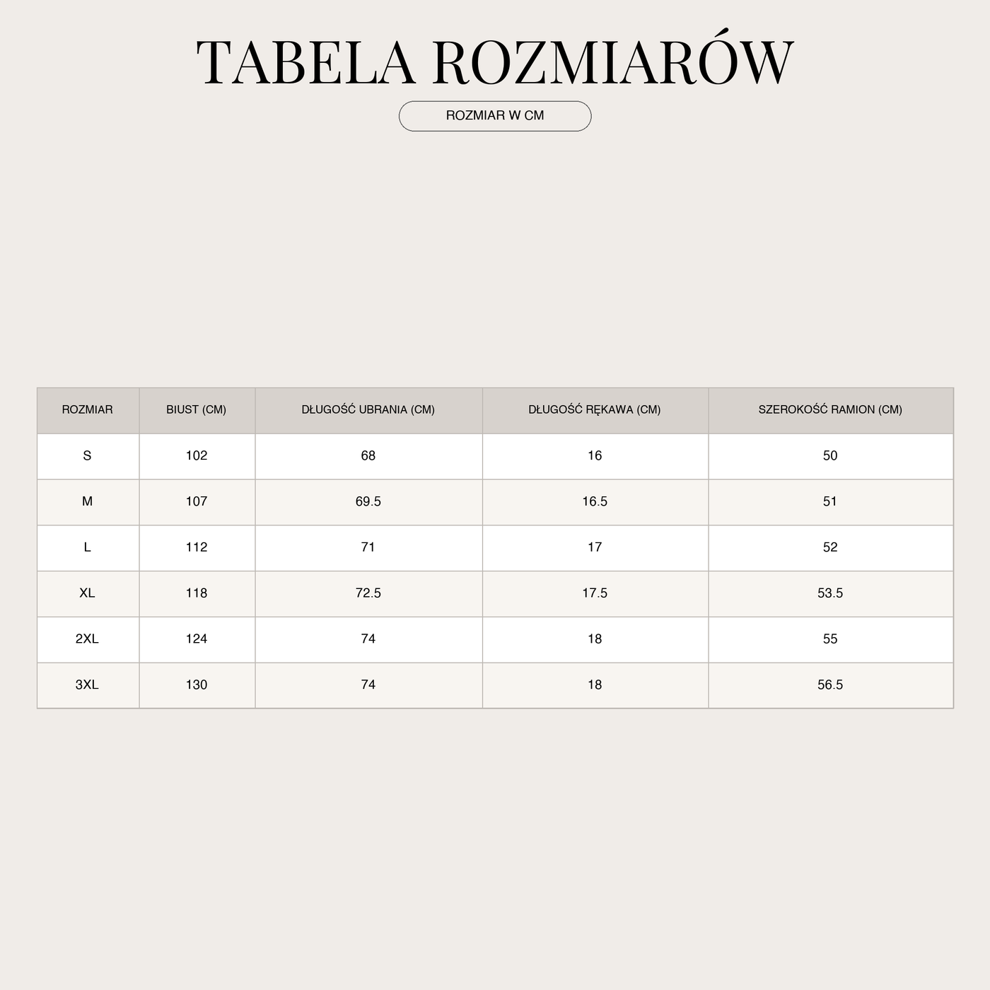Oversize-Shirt für Damen – Leger und perfekt für den Sommer size chart