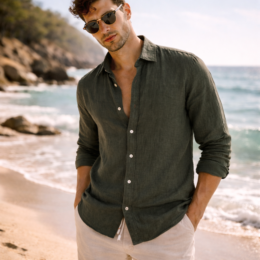 Sommerliches Leinenhemd im Casual-Stil – Leichte Passform für Herren