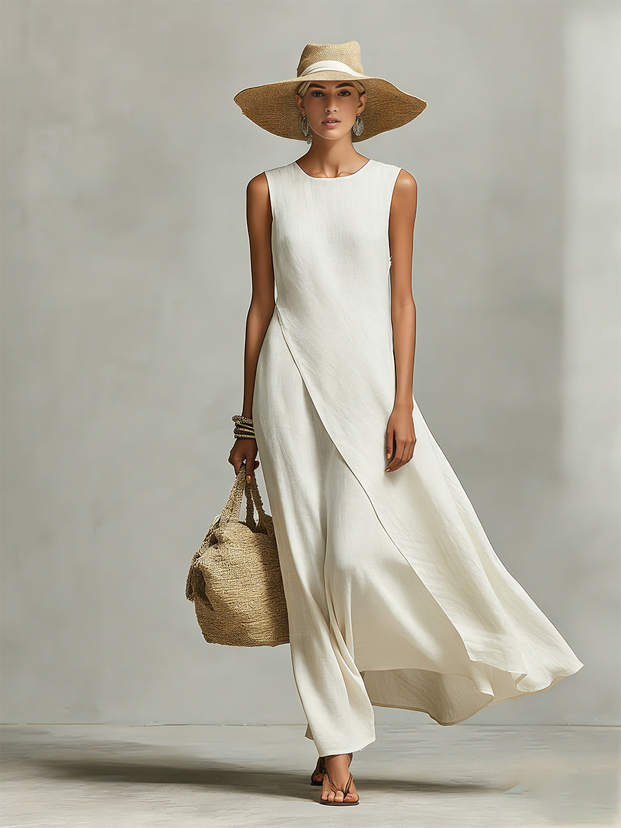 Leinenoptik_Maxikleid_fuer_Damen_rmellos_mit_weitem_Schnitt_2